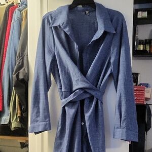 Elegant Blue Wrap Dress